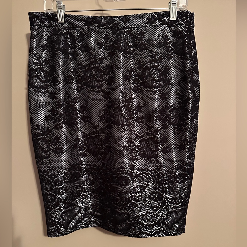The Limited Skirt: Black Lace with Silver Lining Size 10